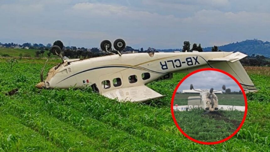 Avioneta se desploma en un campo agricola a lo largo