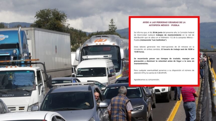 Cierre temporal de la Autopista Mexico Puebla por trabajos de mantenimiento