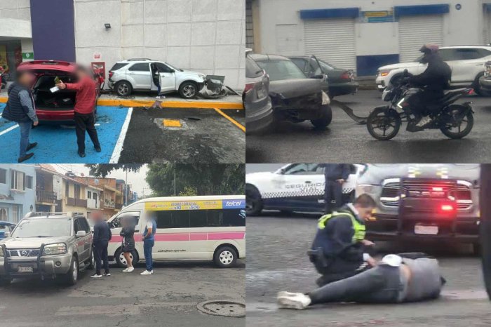 Cuatro accidentes simultaneos en Morelia dos heridos y cuantiosos danos