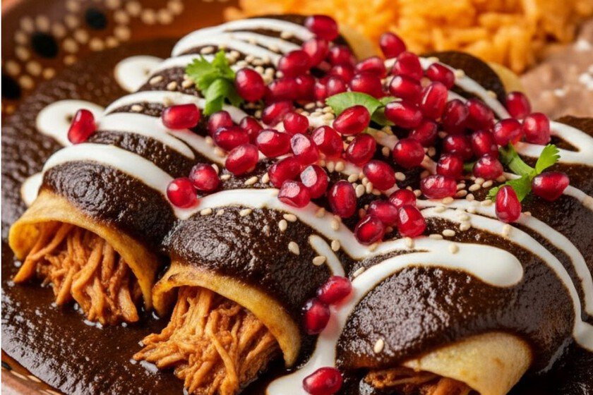 Preparación de enchiladas Agustinas, un platillo emblemático de Puebla para septiembre y la Noche Mexicana