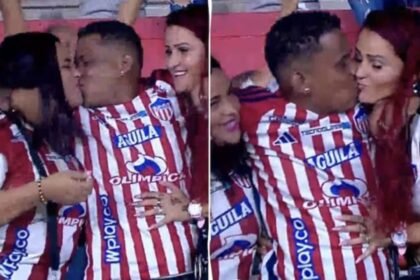 aficionado se compromete en el estadio con dos novias y