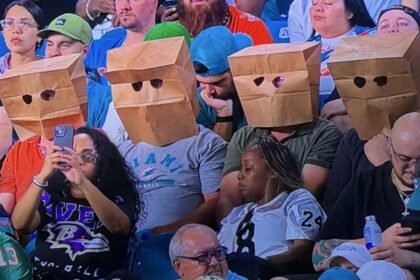 aficionados de los dolphins protestan con bolsas en la cabeza