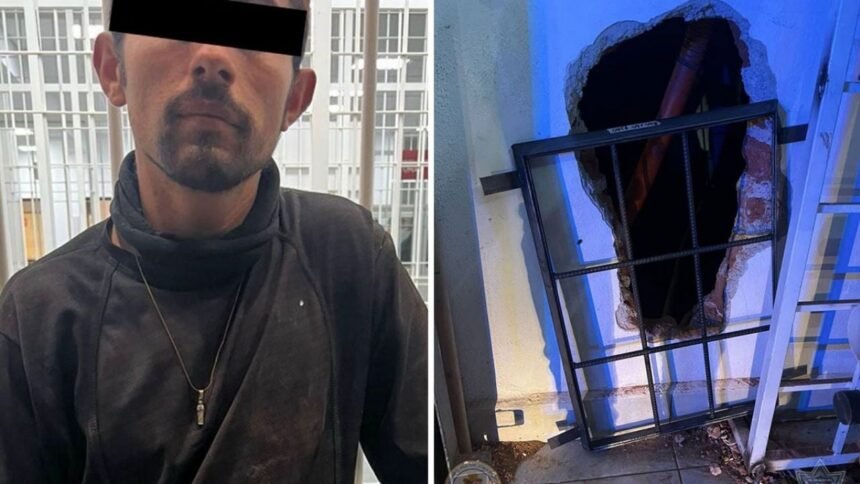 ladron rompe pared en ferreteria de canada del refugio y