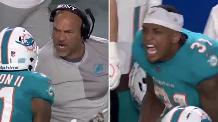 ollie gordon corredor de dolphins se enfrenta a un coach