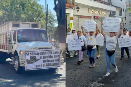 empleados municipales de uruapan y transportistas se manifiestan en homenaje