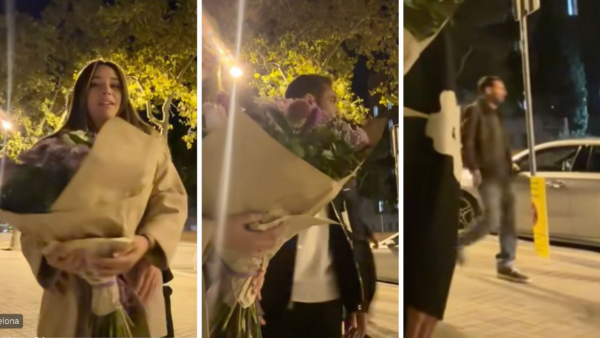 Pareja registra su cita romántica mientras Leo Messi pasa por detrás