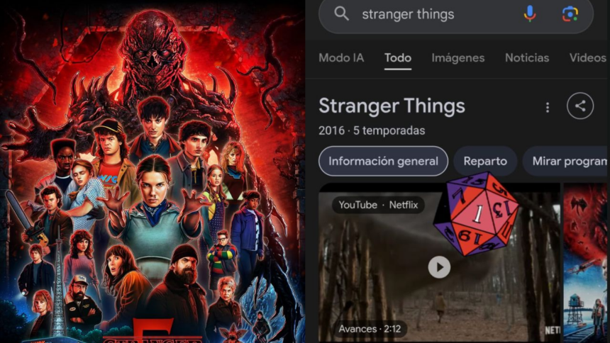 Resultados de búsqueda sobre Stranger Things y estreno de nuevos capítulos en Netflix