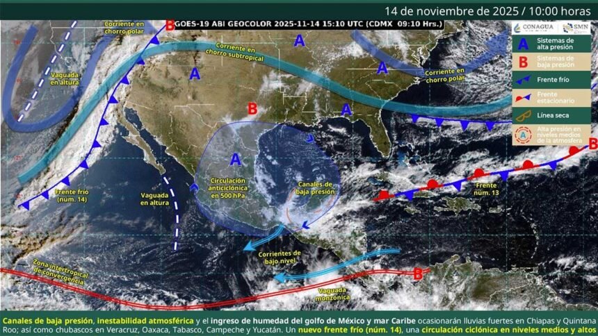temperaturas descenderan hasta 10c por frente frio 14 en mexico