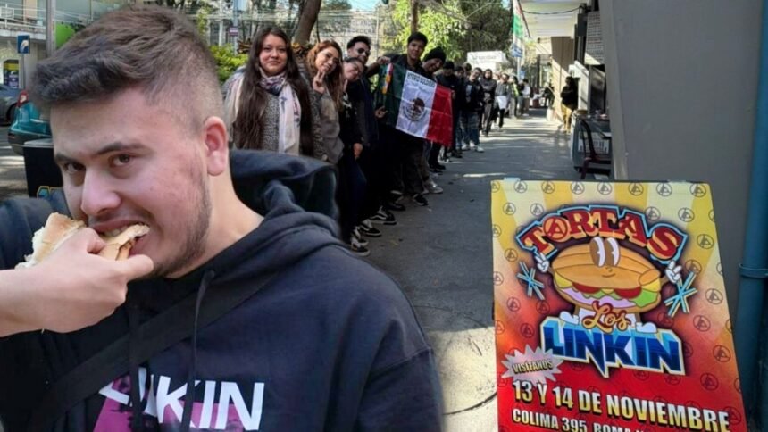 Tortas de Linkin Park generan gran demanda en la CDMX con largas filas de clientes