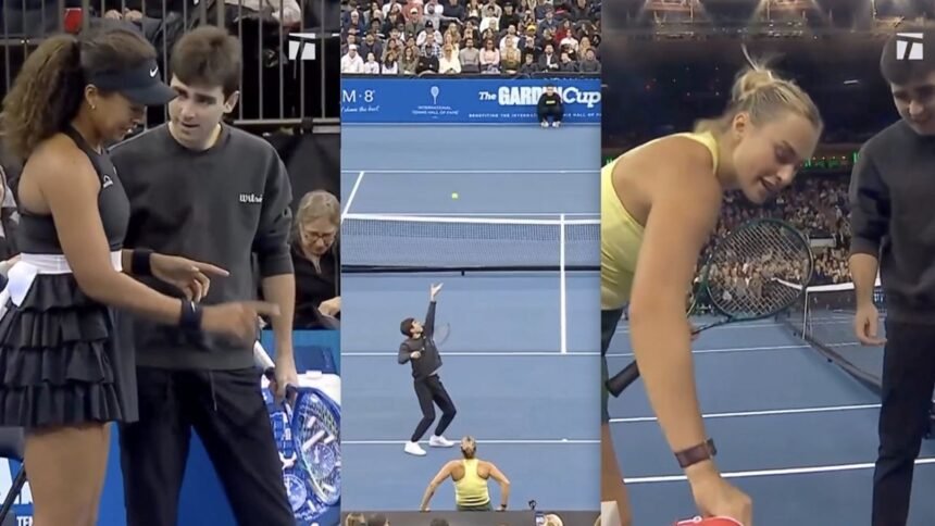 aryna sabalenka y naomi osaka permiten que un fan juegue