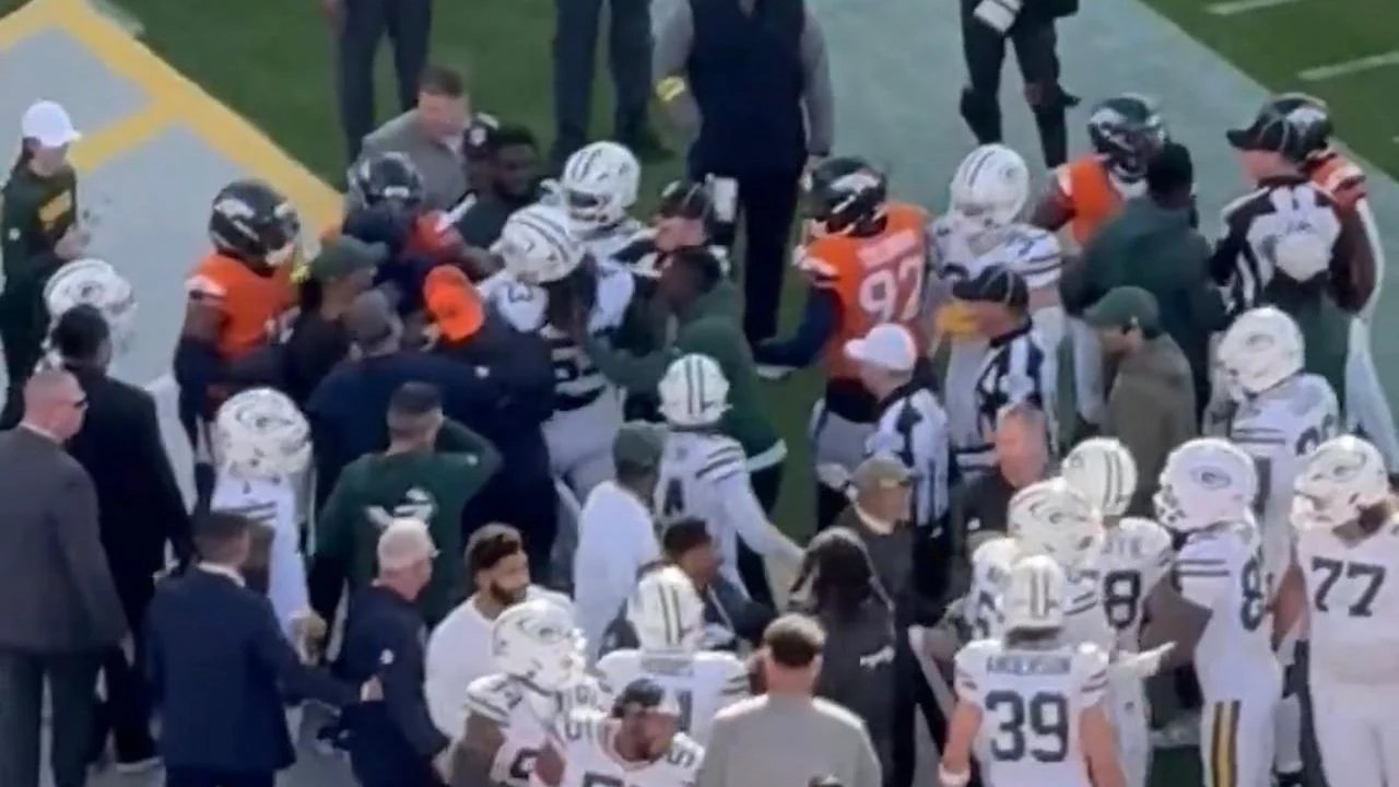 jugadores de packers y broncos protagonizan rina antes del inicio