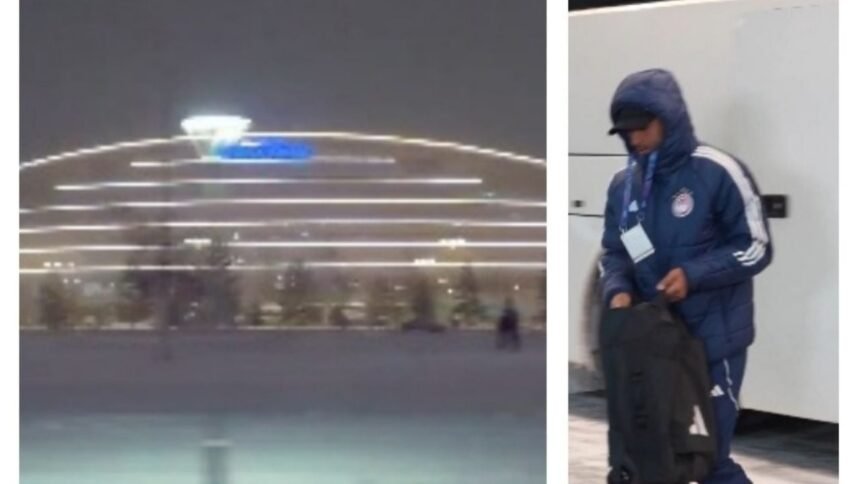 kairat almaty y olympiacos juegan el partido mas frio en