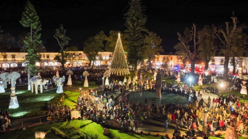 nacimiento y arbol monumental iluminan la navidad en patzcuaro informa