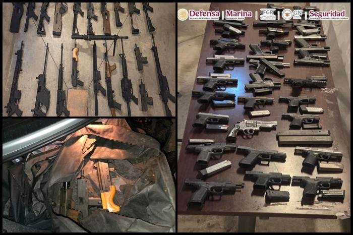 Autoridades locales aseguran vehículo con maletas llenas de armas en la cajuela