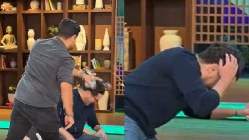 Invitado hiere a Mauricio Mancera con un florero en vivo