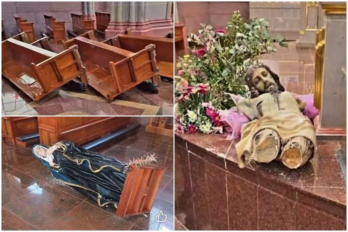 Presunto agresor con padecimiento mental destruye mobiliario e imágenes en Chavinda, Michoacán