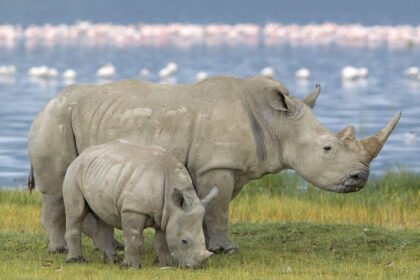 Rinocerontes blancos reintroducidos en Parque Nacional Ziwa, Uganda tras cuatro décadas