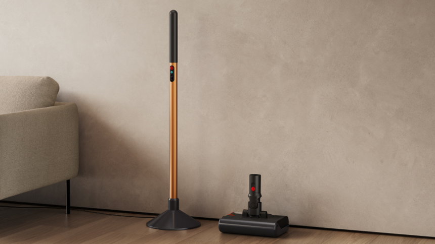 Aspiradora Dyson con perfil ultradelgado comparable al de una escoba