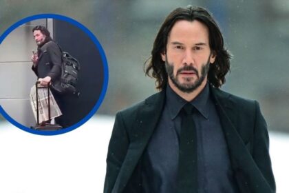 Keanu Reeves saluda a turistas frente a su casa