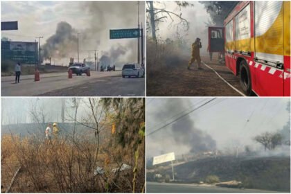Bomberos combaten múltiples incendios de pastizal en Morelia