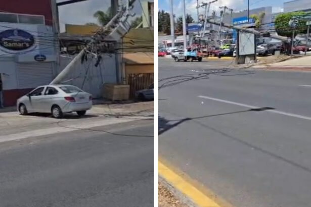 Camión de chatarrero derriba dos postes de la CFE en Morelia