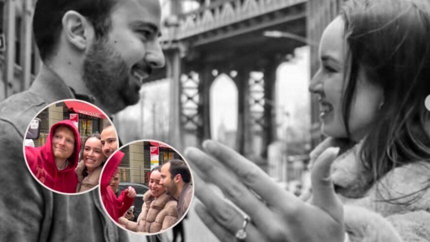 Ed Sheeran ayuda a fan a pedir matrimonio en Nueva York