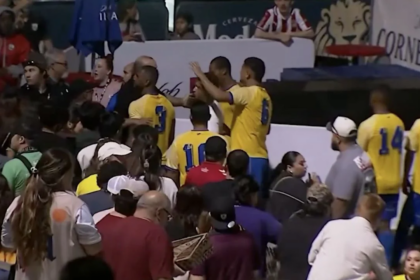 Futbolistas protagonizan pelea en la cancha y suben a las gradas