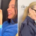 Meryl Streep reacciona a fan con suéter azul en alfombra roja CDMX
