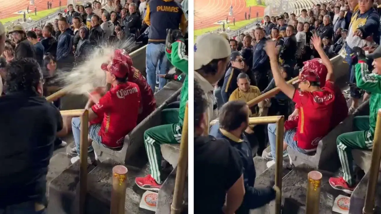 Pumas agreden y arrojan cerveza a hinchas de Toluca en CU
