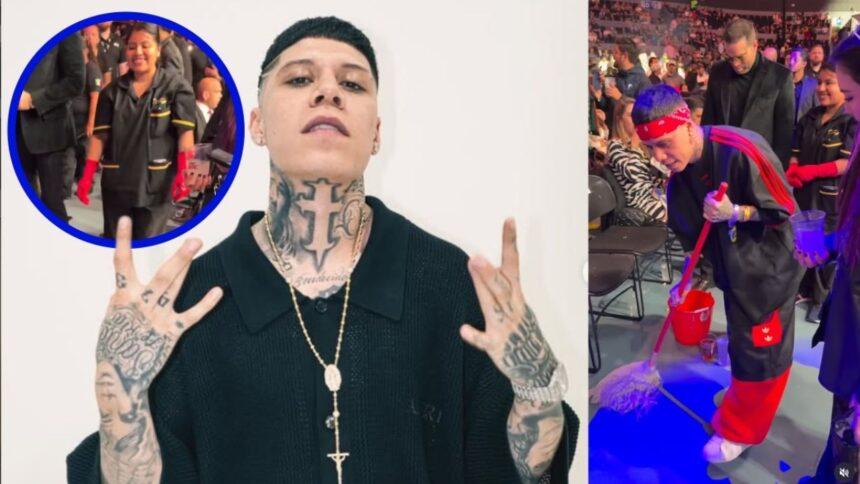 Santa Fe Klan ayuda a empleada a trapear en la UFC