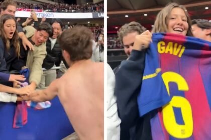 Gavi regala su camiseta a aficionada mexicana tras victoria ante el Atlético