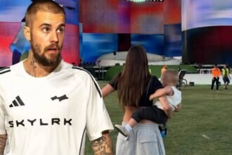 Justin Bieber ensaya para Coachella mientras su hijo baila