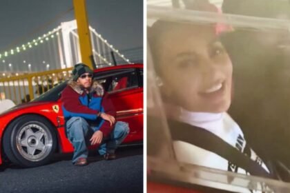 Lewis Hamilton conduce un Ferrari F40 en Japón con Kim Kardashian