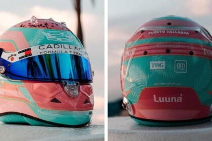Checo Pérez presenta un casco especial para el Gran Premio de Miami