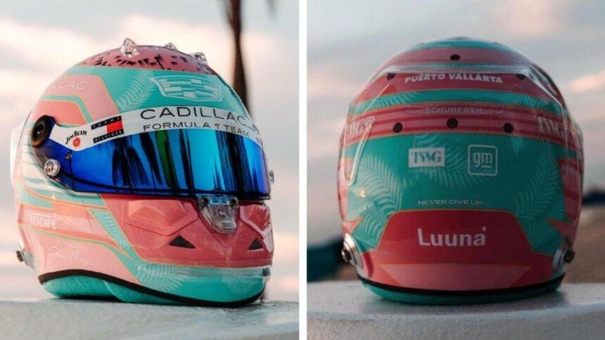Checo Pérez presenta un casco especial para el Gran Premio de Miami