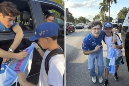 Franco Colapinto se detiene para firmar autógrafo a un niño emocionado