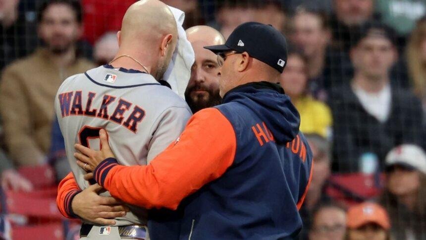 Jugador de Astros sufre pelotazo de 150 km/h y casco destrozado