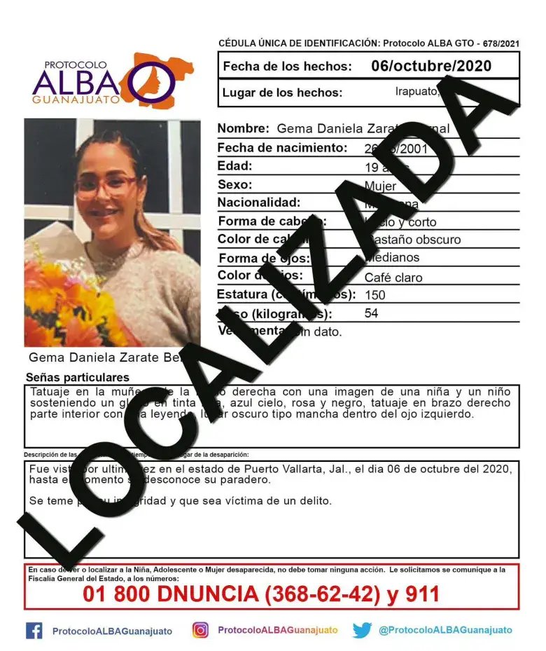 Localizan sin vida a Gema Daniela Zárate Bernal tras cinco años desaparecida
