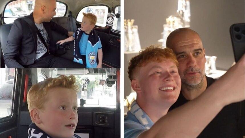 Pep Guardiola sorprende a niño con trofeos tras 10 años en Manchester City