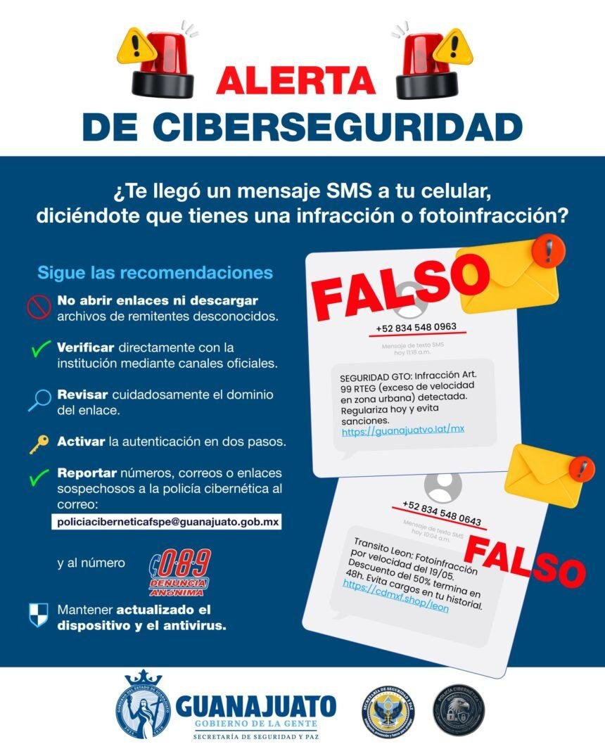 Secretaría de Seguridad y Paz advierte sobre posible fraude en infracciones.