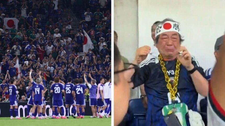 Abuelito japonés emocionado por el apoyo de mexicanos a su selección