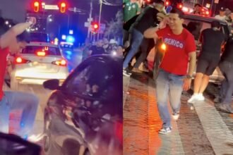 Aficionado agredió automóviles en Monterrey durante festejos del Mundial