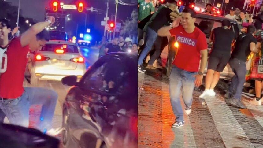 Aficionado agredió automóviles en Monterrey durante festejos del Mundial