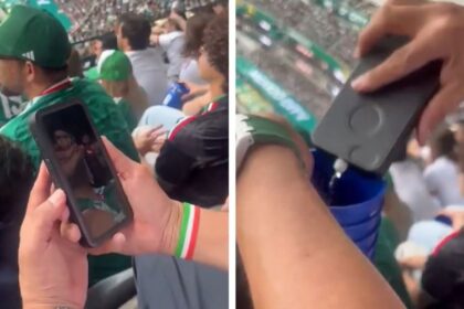 aficionado mexicano introduce alcohol en el estadio azteca con ingenio Aficionado mexicano introduce alcohol en el Estadio Azteca con ingenio