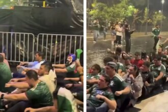 Aficionados mexicanos disfrutan la lluvia con el ‘remo vikingo’ en el Ángel