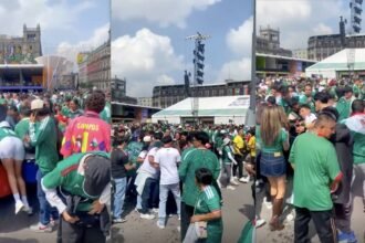 Aficionados mexicanos roban agua y refrescos en el Fan Fest del Zócalo