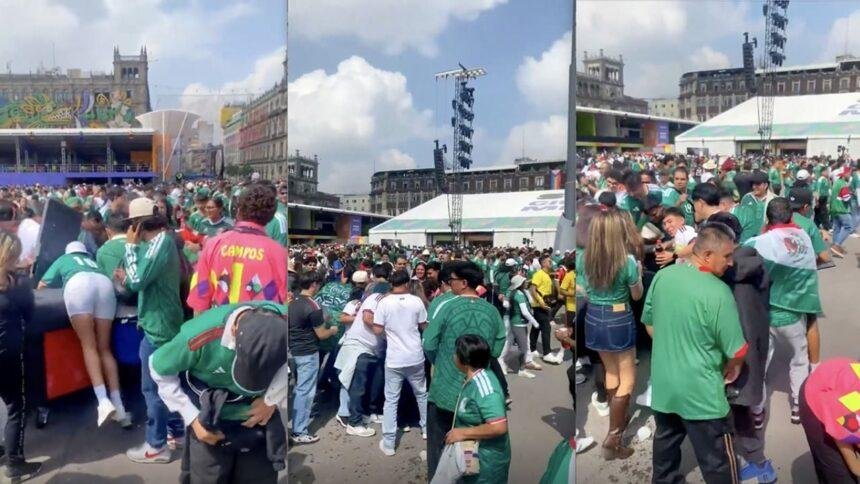 Aficionados mexicanos roban agua y refrescos en el Fan Fest del Zócalo