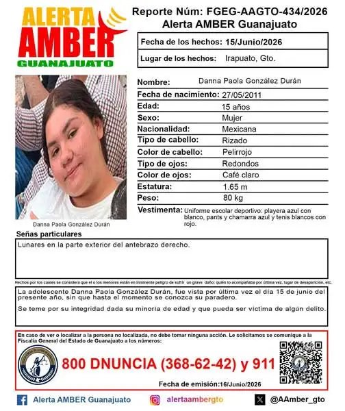 desaparece danna paola gonzalez tras salir a la escuela en Desaparece Danna Paola González tras salir a la escuela en Irapuato