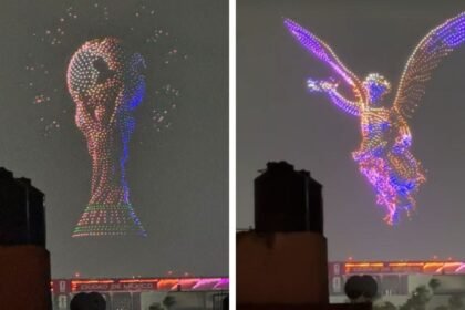 Espectacular show de drones ilumina el Estadio Azteca en la inauguración del Mundial