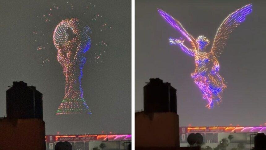 Espectacular show de drones ilumina el Estadio Azteca en la inauguración del Mundial